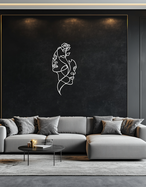 Load image into Gallery viewer, Abstract Line Art Woman Faces Metal Wall Art – Modern Minimalist Home Decor-KAF620

