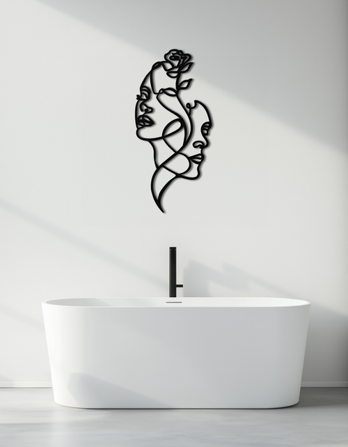Load image into Gallery viewer, Abstract Line Art Woman Faces Metal Wall Art – Modern Minimalist Home Decor-KAF620

