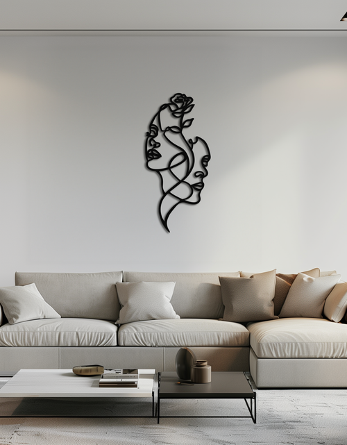 Load image into Gallery viewer, Abstract Line Art Woman Faces Metal Wall Art – Modern Minimalist Home Decor-KAF620

