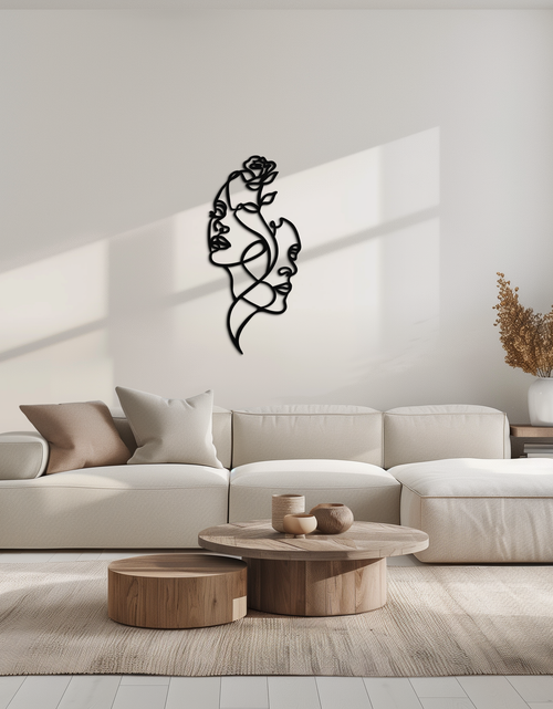Load image into Gallery viewer, Abstract Line Art Woman Faces Metal Wall Art – Modern Minimalist Home Decor-KAF620
