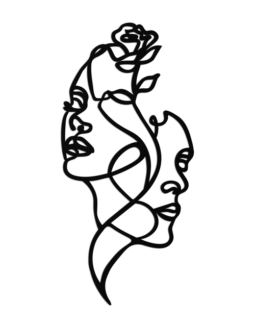 Load image into Gallery viewer, Abstract Line Art Woman Faces Metal Wall Art – Modern Minimalist Home Decor-KAF620
