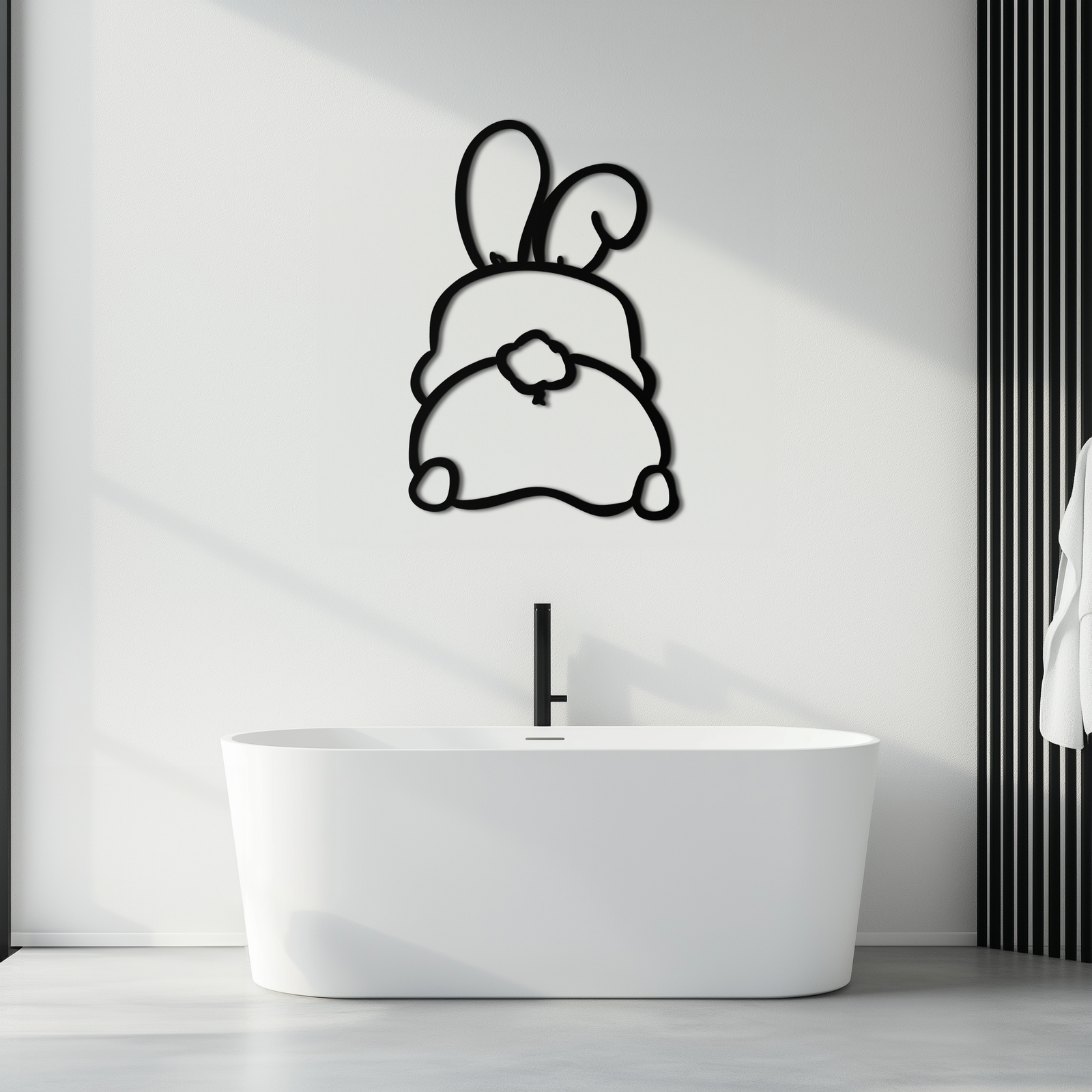 Funny Bunny Butt Metal Wall Art – Playful Easter Rabbit Decor- KAF622