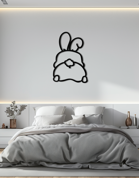 Funny Bunny Butt Metal Wall Art – Playful Easter Rabbit Decor- KAF622