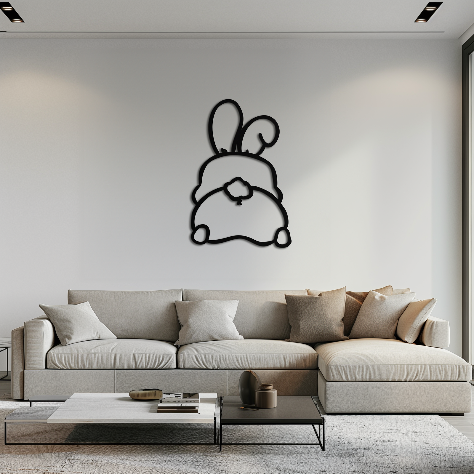 Funny Bunny Butt Metal Wall Art – Playful Easter Rabbit Decor- KAF622