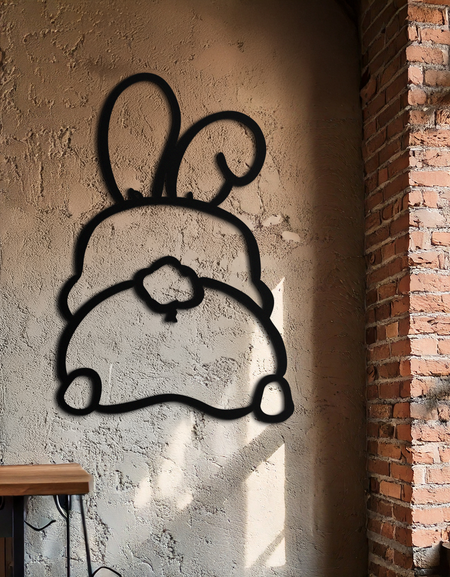 Funny Bunny Butt Metal Wall Art – Playful Easter Rabbit Decor- KAF622