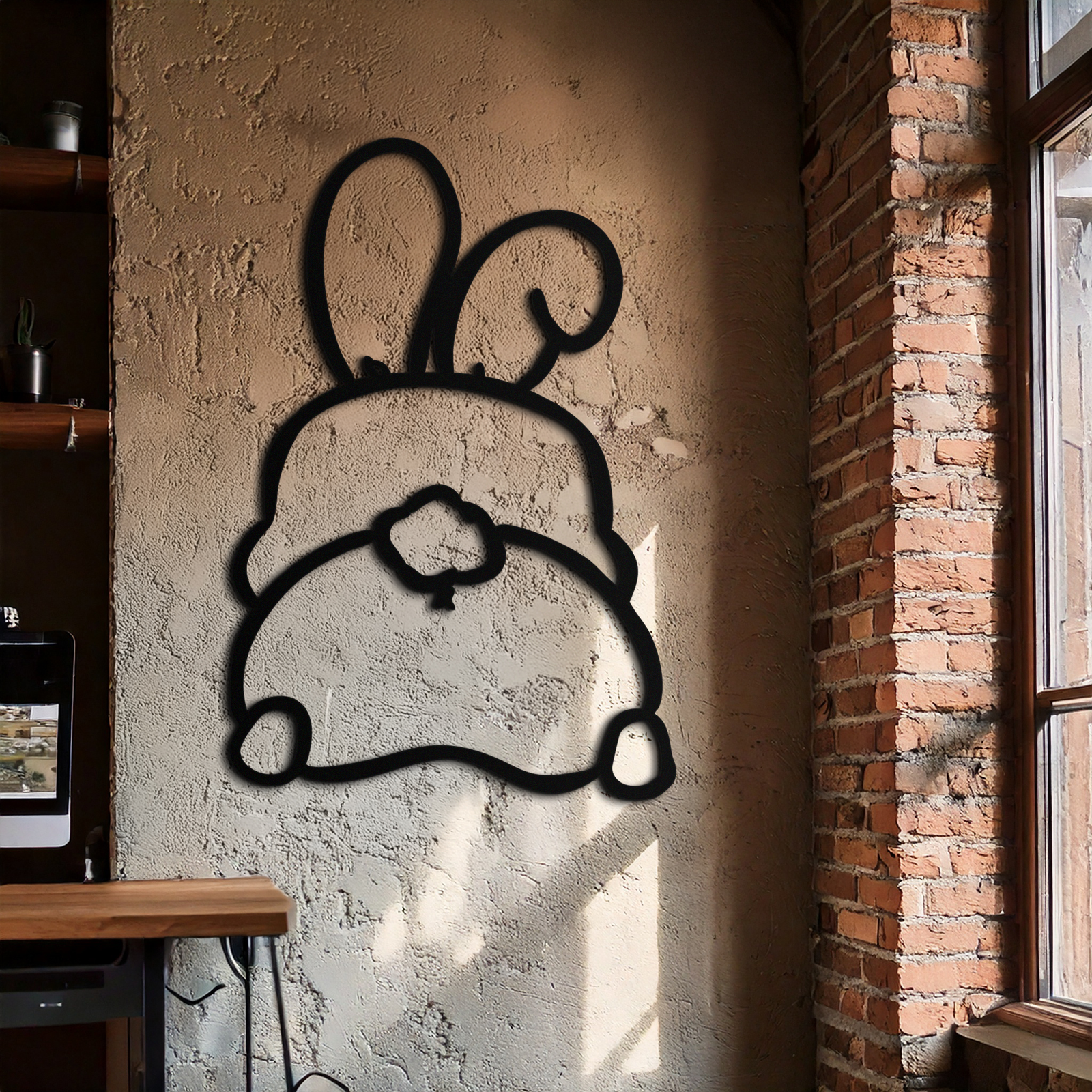 Funny Bunny Butt Metal Wall Art – Playful Easter Rabbit Decor- KAF622