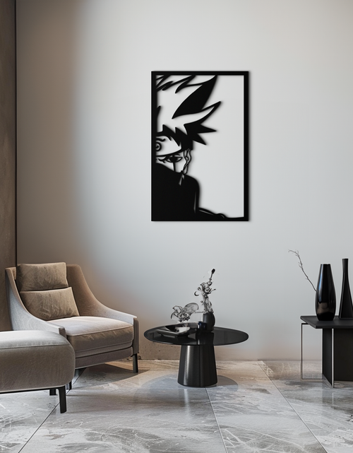 Resmi Galeri görüntüleyicisine yükleyin, Naruto Esintili Metal Duvar Sanatı – Minimalist Ninja Silüet Paneli- KAF624
