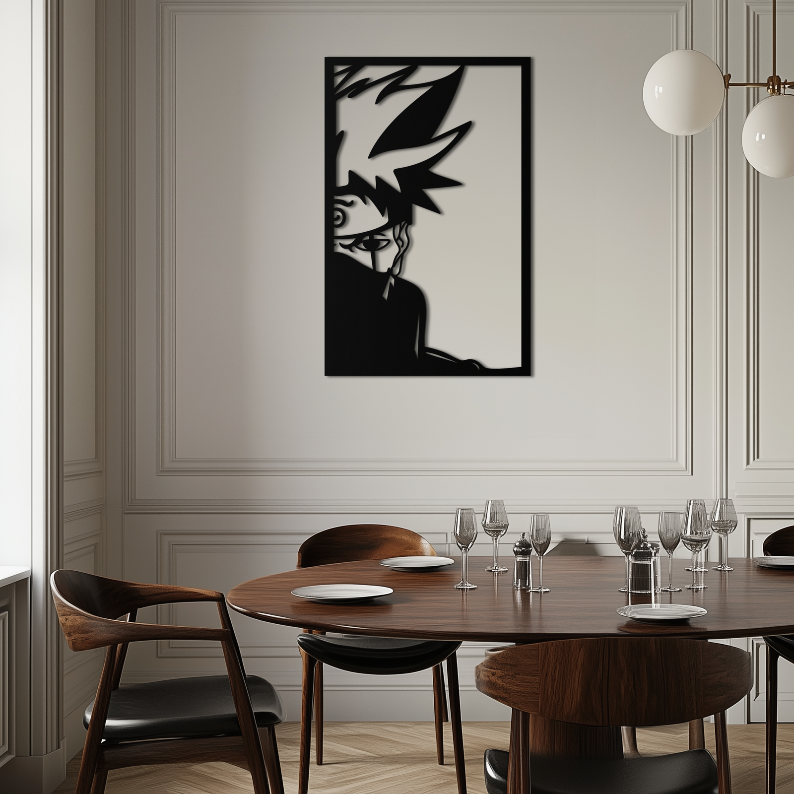 Naruto Esintili Metal Duvar Sanatı – Minimalist Ninja Silüet Paneli- KAF624