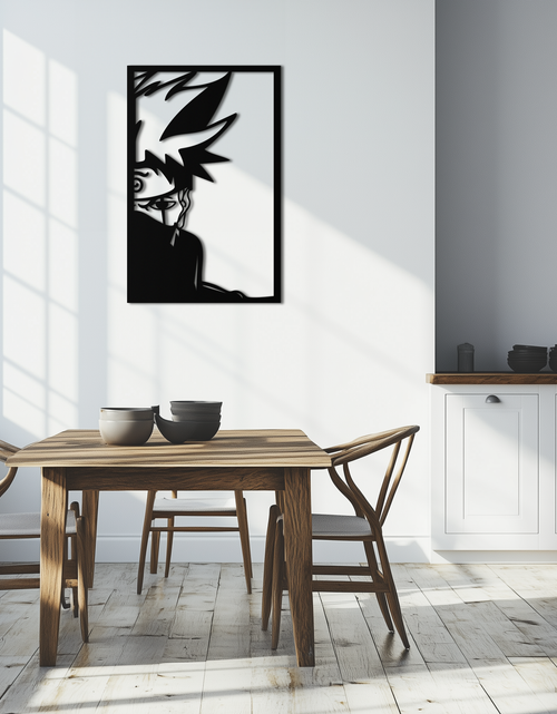 Resmi Galeri görüntüleyicisine yükleyin, Naruto Esintili Metal Duvar Sanatı – Minimalist Ninja Silüet Paneli- KAF624

