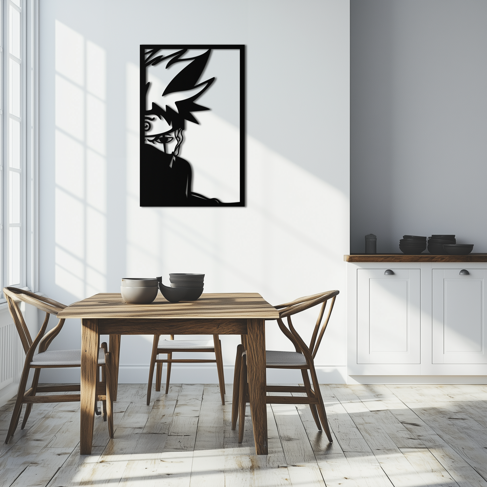 Naruto Esintili Metal Duvar Sanatı – Minimalist Ninja Silüet Paneli- KAF624