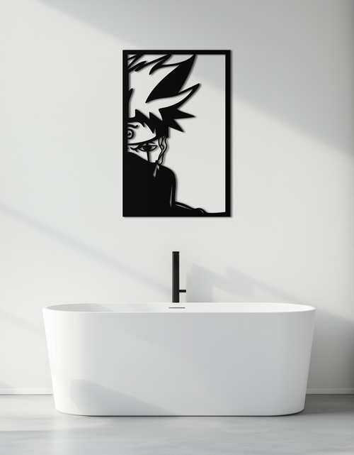 Resmi Galeri görüntüleyicisine yükleyin, Naruto Esintili Metal Duvar Sanatı – Minimalist Ninja Silüet Paneli- KAF624
