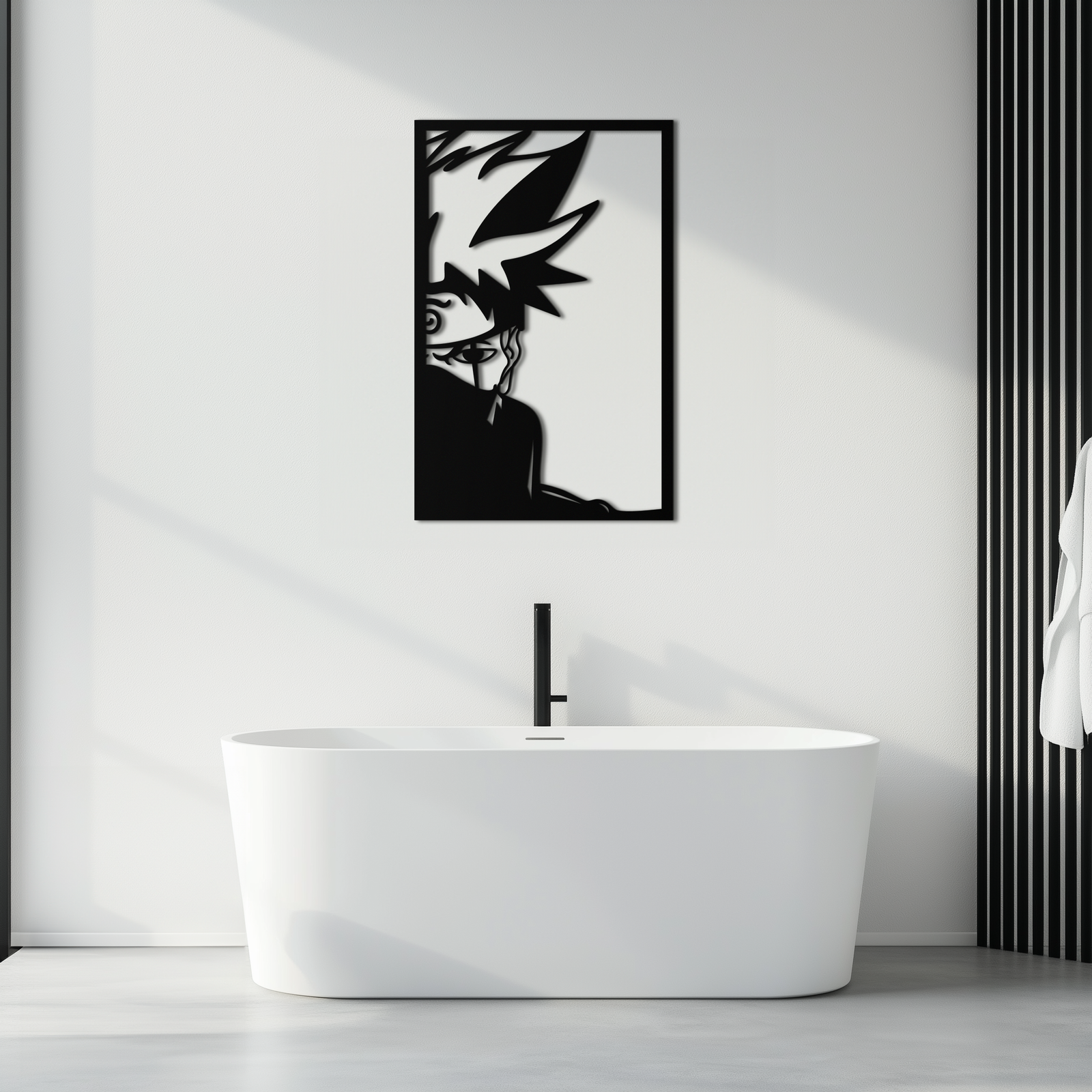Naruto Esintili Metal Duvar Sanatı – Minimalist Ninja Silüet Paneli- KAF624