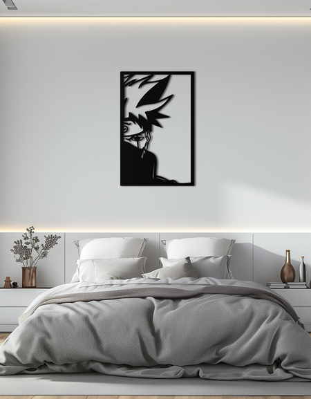 Naruto Esintili Metal Duvar Sanatı – Minimalist Ninja Silüet Paneli- KAF624