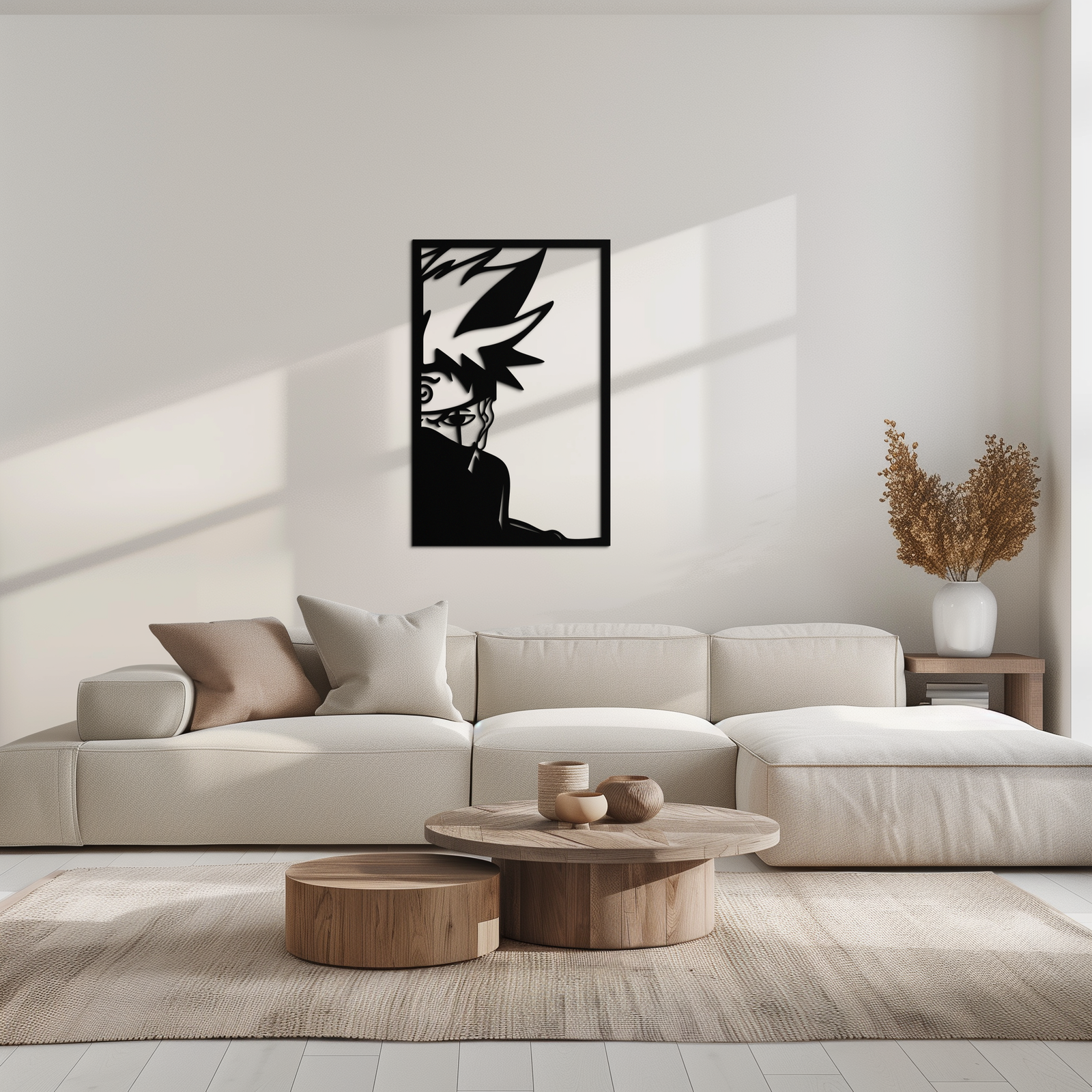 Naruto Esintili Metal Duvar Sanatı – Minimalist Ninja Silüet Paneli- KAF624