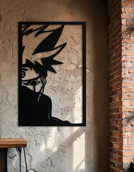 Naruto Esintili Metal Duvar Sanatı – Minimalist Ninja Silüet Paneli- KAF624