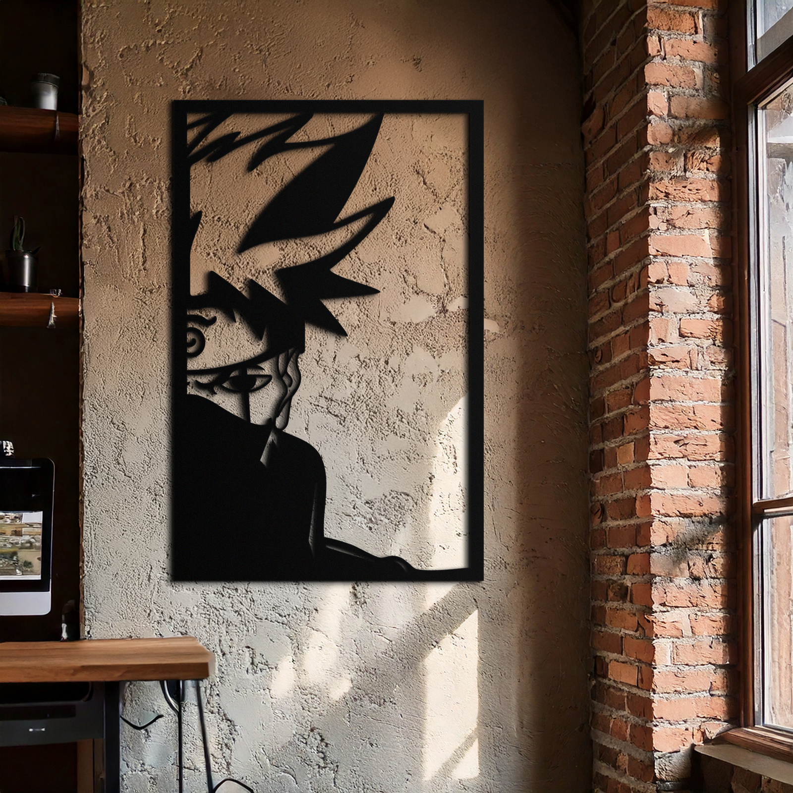 Naruto Esintili Metal Duvar Sanatı – Minimalist Ninja Silüet Paneli- KAF624
