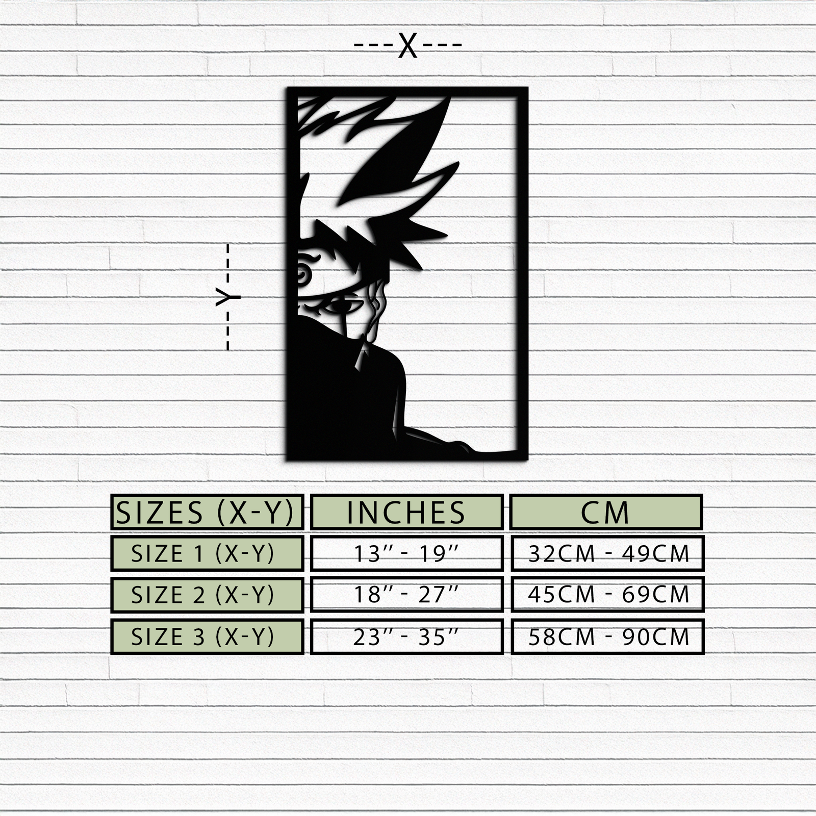 Naruto Esintili Metal Duvar Sanatı – Minimalist Ninja Silüet Paneli- KAF624