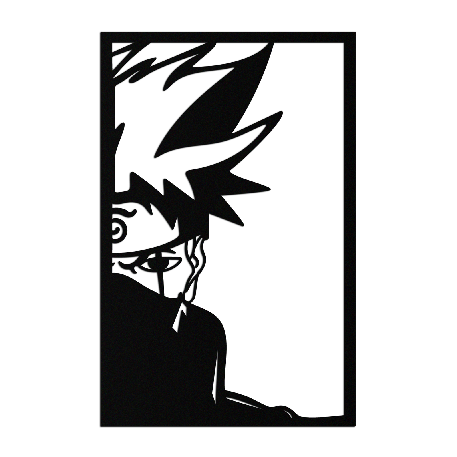 Naruto Esintili Metal Duvar Sanatı – Minimalist Ninja Silüet Paneli- KAF624
