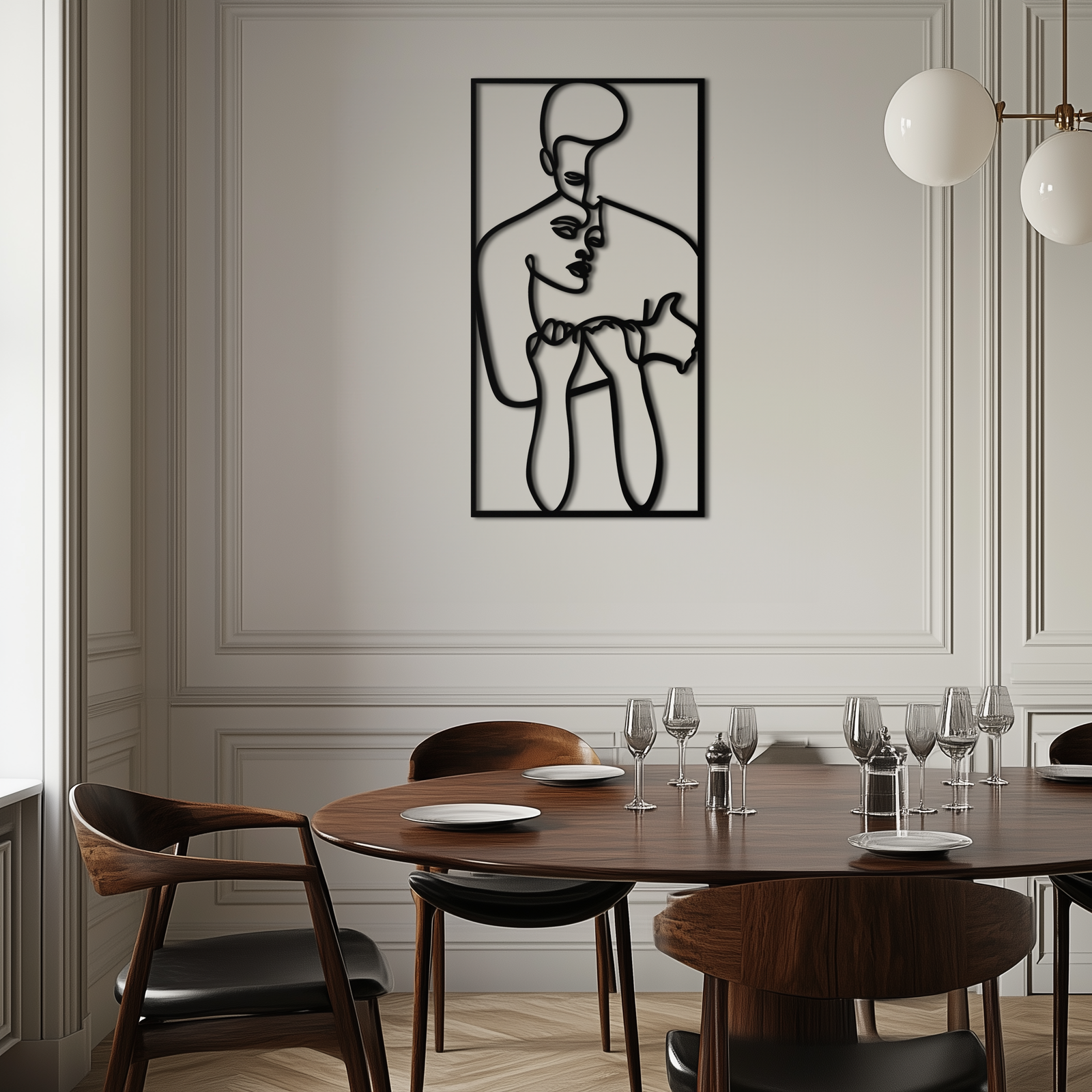 act Çift Çizgi Sanatı Metal Duvar Dekoru Abstr– Modern Minimalist Aşk Sanat Eseri- KAF625