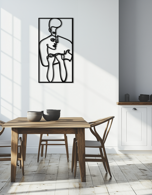 Resmi Galeri görüntüleyicisine yükleyin, act Çift Çizgi Sanatı Metal Duvar Dekoru Abstr– Modern Minimalist Aşk Sanat Eseri- KAF625

