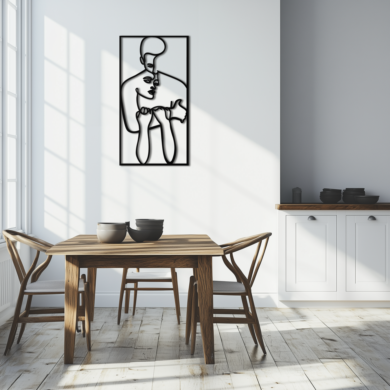 act Çift Çizgi Sanatı Metal Duvar Dekoru Abstr– Modern Minimalist Aşk Sanat Eseri- KAF625