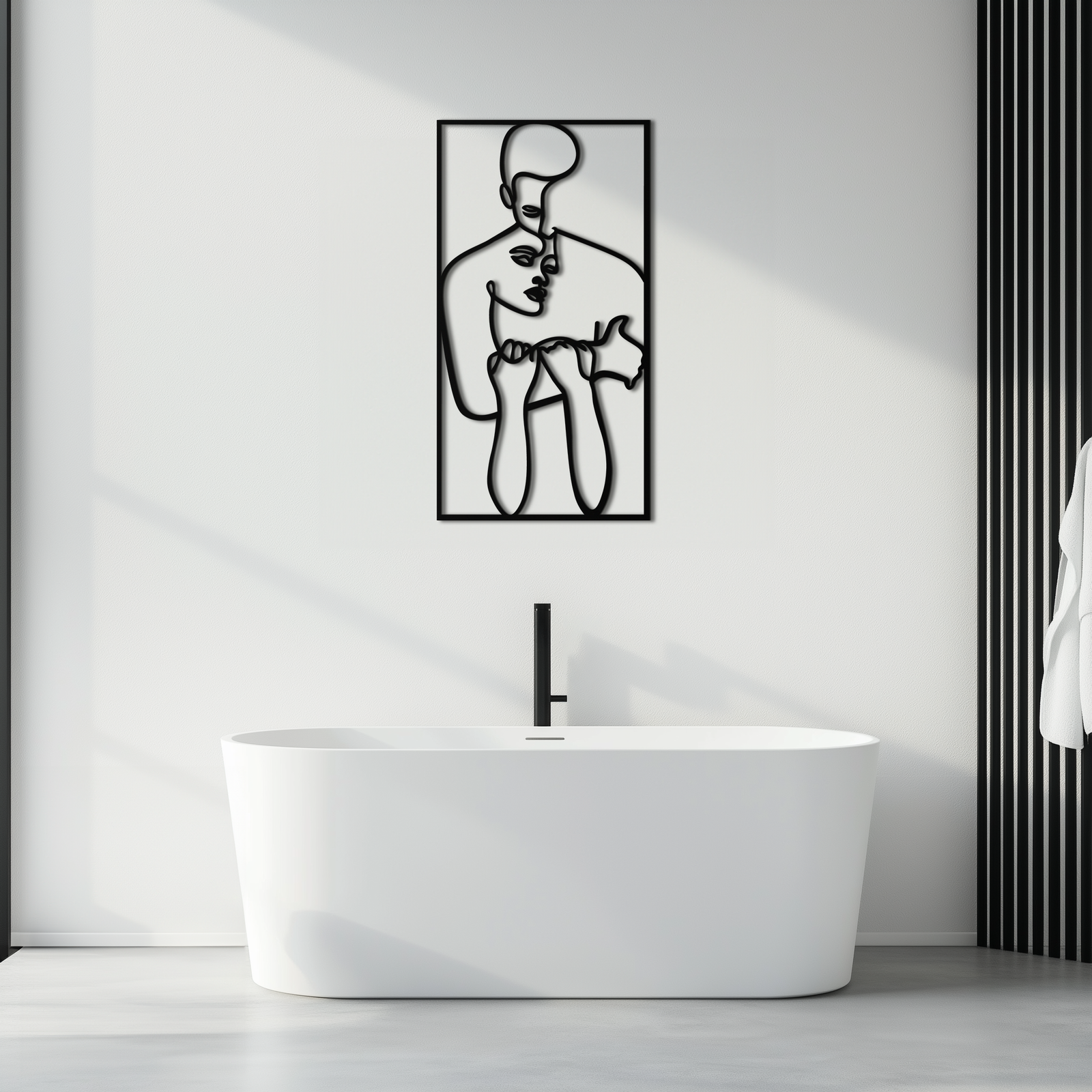 act Çift Çizgi Sanatı Metal Duvar Dekoru Abstr– Modern Minimalist Aşk Sanat Eseri- KAF625