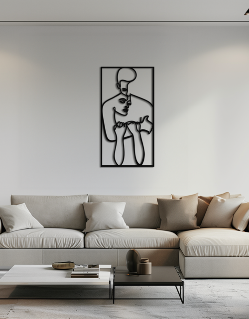 Resmi Galeri görüntüleyicisine yükleyin, act Çift Çizgi Sanatı Metal Duvar Dekoru Abstr– Modern Minimalist Aşk Sanat Eseri- KAF625
