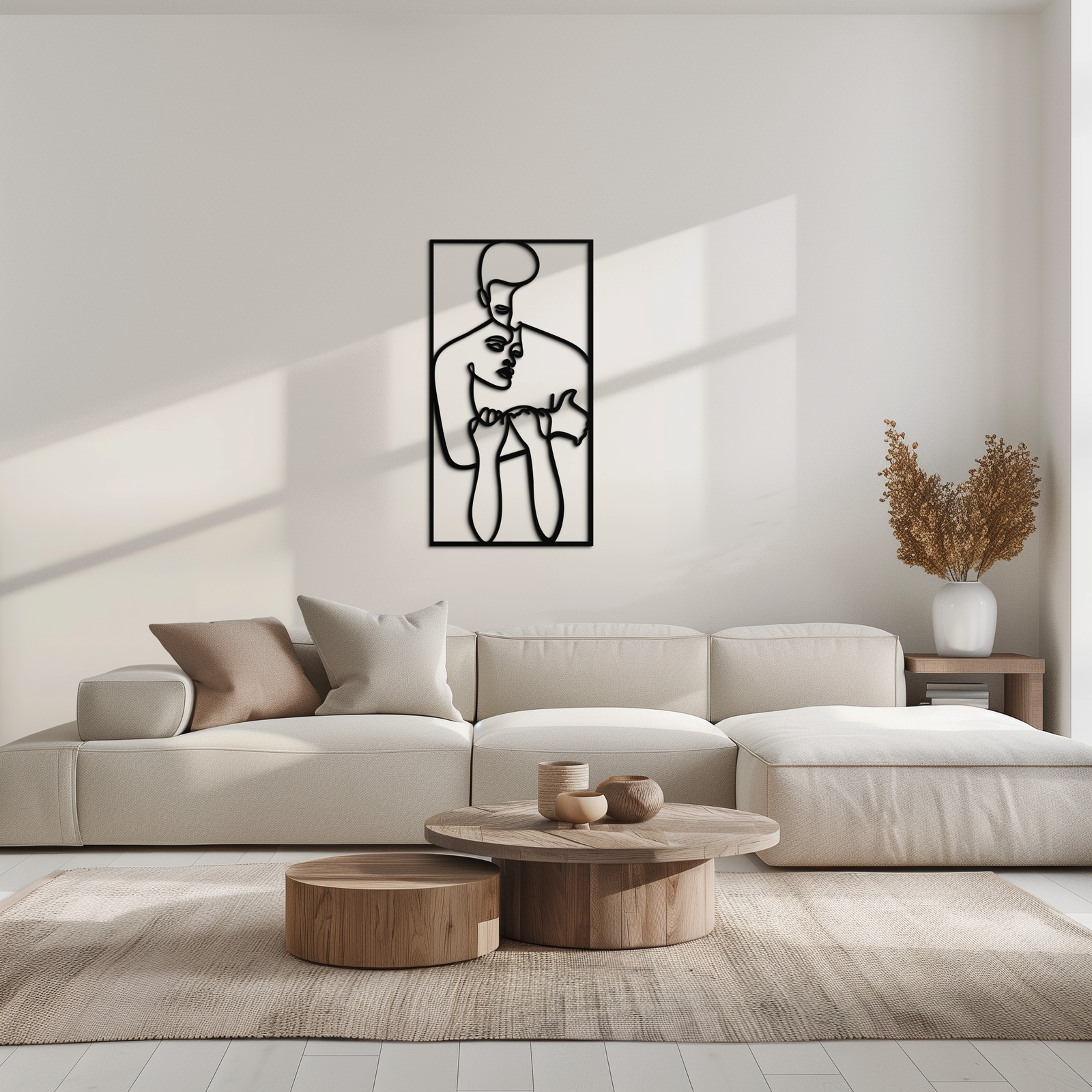 act Çift Çizgi Sanatı Metal Duvar Dekoru Abstr– Modern Minimalist Aşk Sanat Eseri- KAF625