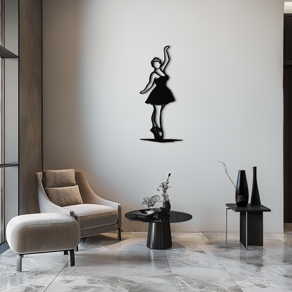 Elegant Ballerina Metal Wall Art – Graceful Dance Silhouette for Home Decor- KAF626