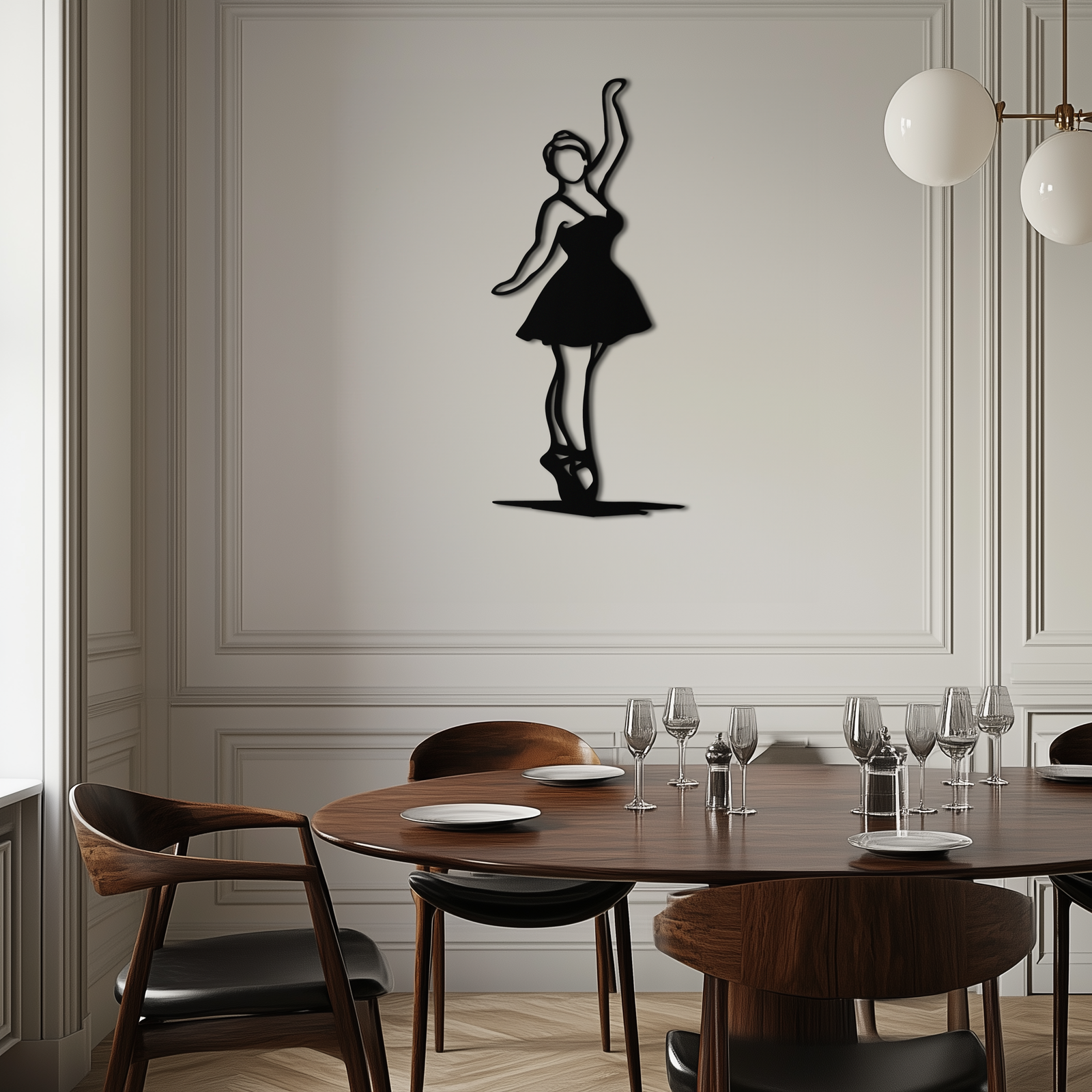 Elegant Ballerina Metal Wall Art – Graceful Dance Silhouette for Home Decor- KAF626