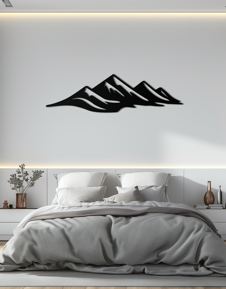 Dağ Silüeti Metal Duvar Sanatı – Yatay Doğa Esintili Panel Dekoru- KAF627