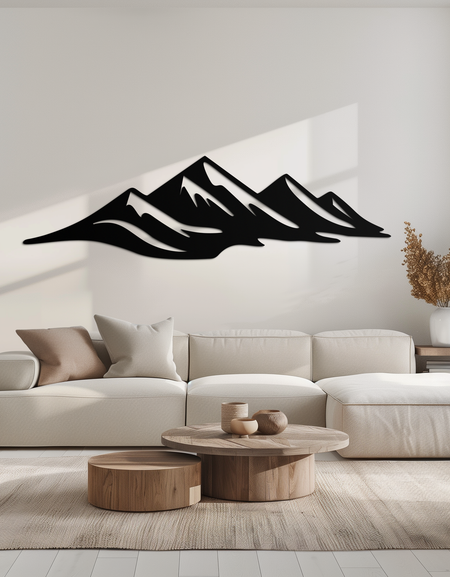 Dağ Silüeti Metal Duvar Sanatı – Yatay Doğa Esintili Panel Dekoru- KAF627