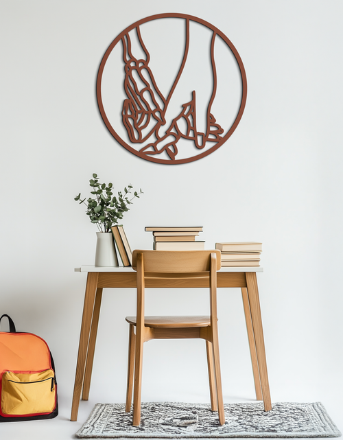 Load image into Gallery viewer, Skeleton and Human Hand Holding – Round Metal Wall Art- KAF628
