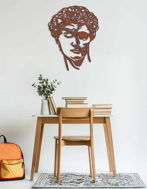 Load image into Gallery viewer, Half Skull David Head Metal Wall Art – Modern Classical Death Fusion Decor- KAF630
