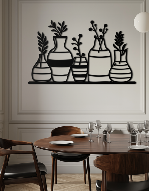 Load image into Gallery viewer, Modern Minimalist Vase Silhouette Metal Wall Art – Geometric Botanical Decor for Living Spaces- KAF631
