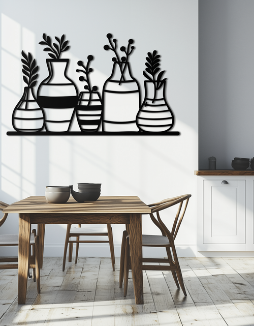 Load image into Gallery viewer, Modern Minimalist Vase Silhouette Metal Wall Art – Geometric Botanical Decor for Living Spaces- KAF631
