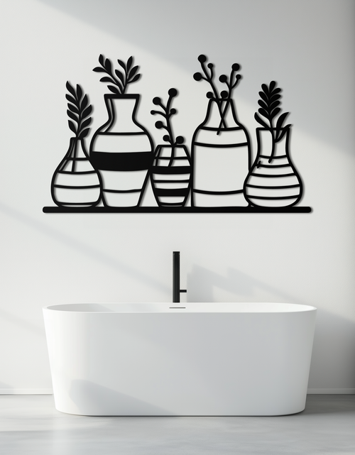 Load image into Gallery viewer, Modern Minimalist Vase Silhouette Metal Wall Art – Geometric Botanical Decor for Living Spaces- KAF631

