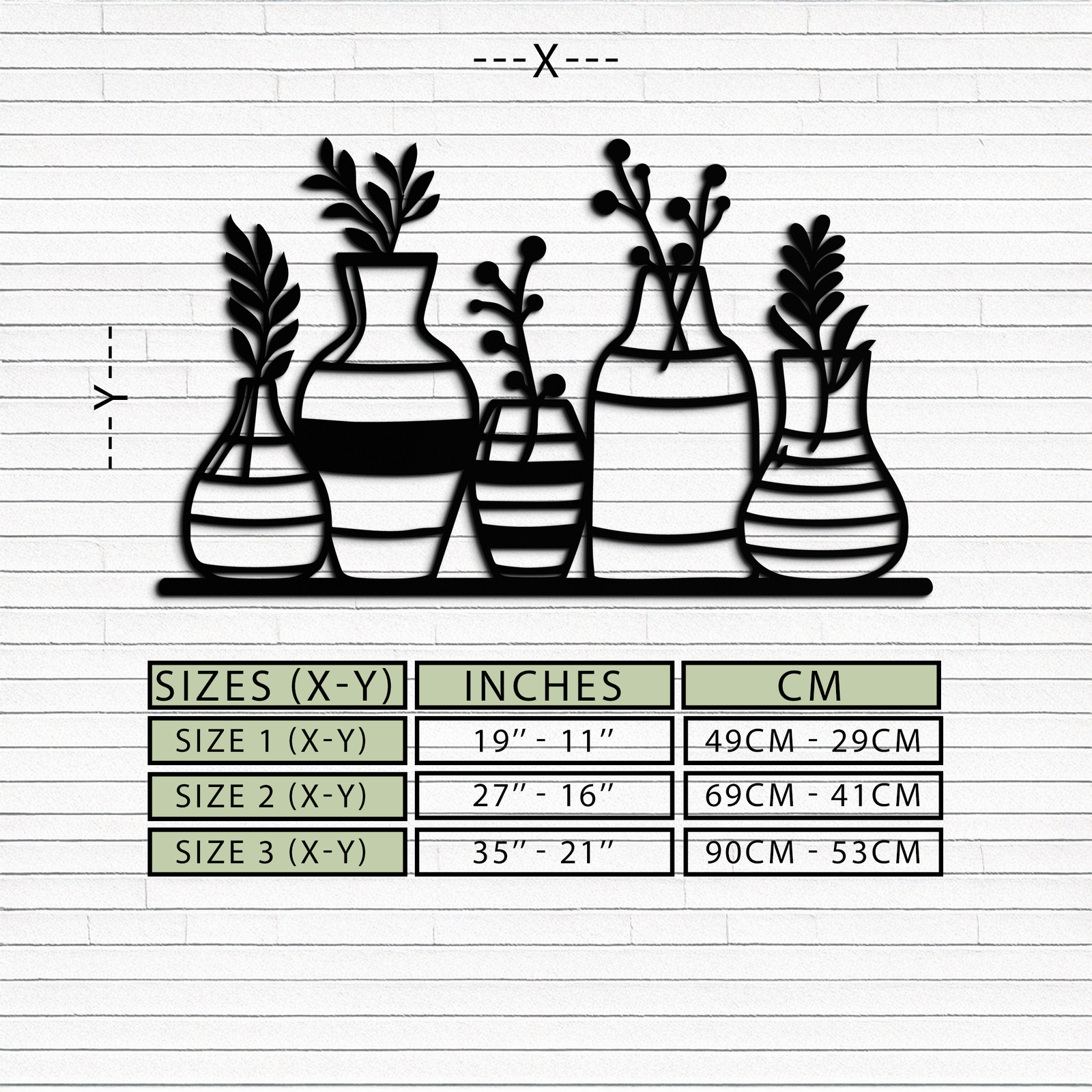 Modern Minimalist Vase Silhouette Metal Wall Art – Geometric Botanical Decor for Living Spaces- KAF631