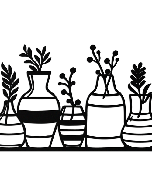 Load image into Gallery viewer, Modern Minimalist Vase Silhouette Metal Wall Art – Geometric Botanical Decor for Living Spaces- KAF631
