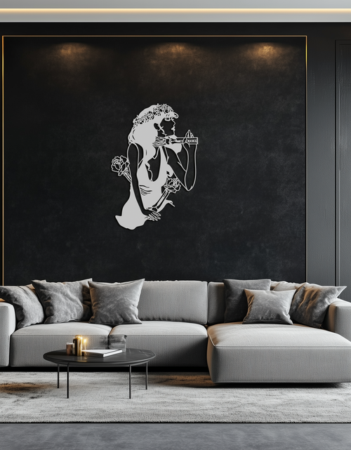 Load image into Gallery viewer, Skeleton Embrace Rose Lady Metal Wall Art – Romantic Gothic Silhouette Decor- KAF632
