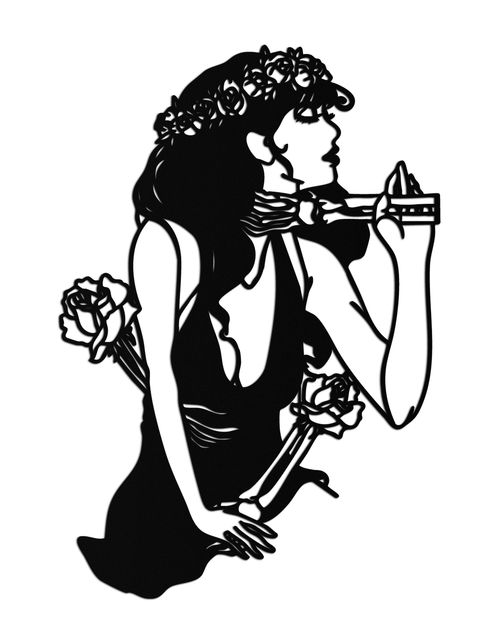 Load image into Gallery viewer, Skeleton Embrace Rose Lady Metal Wall Art – Romantic Gothic Silhouette Decor- KAF632
