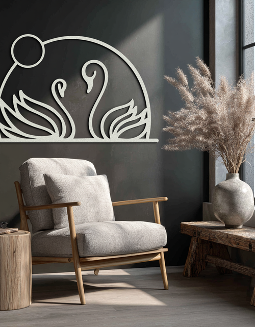 Load image into Gallery viewer, Elegant Swan Couple Silhouette Metal Wall Art – Romantic Bird Design for Home Decor- KAF634

