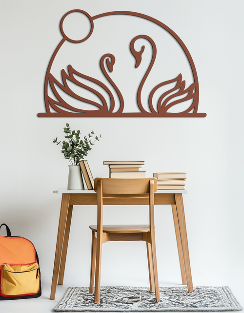 Load image into Gallery viewer, Elegant Swan Couple Silhouette Metal Wall Art – Romantic Bird Design for Home Decor- KAF634
