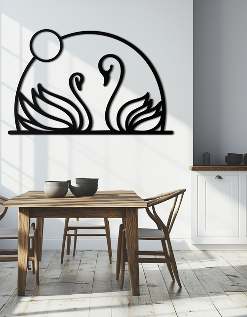 Load image into Gallery viewer, Elegant Swan Couple Silhouette Metal Wall Art – Romantic Bird Design for Home Decor- KAF634
