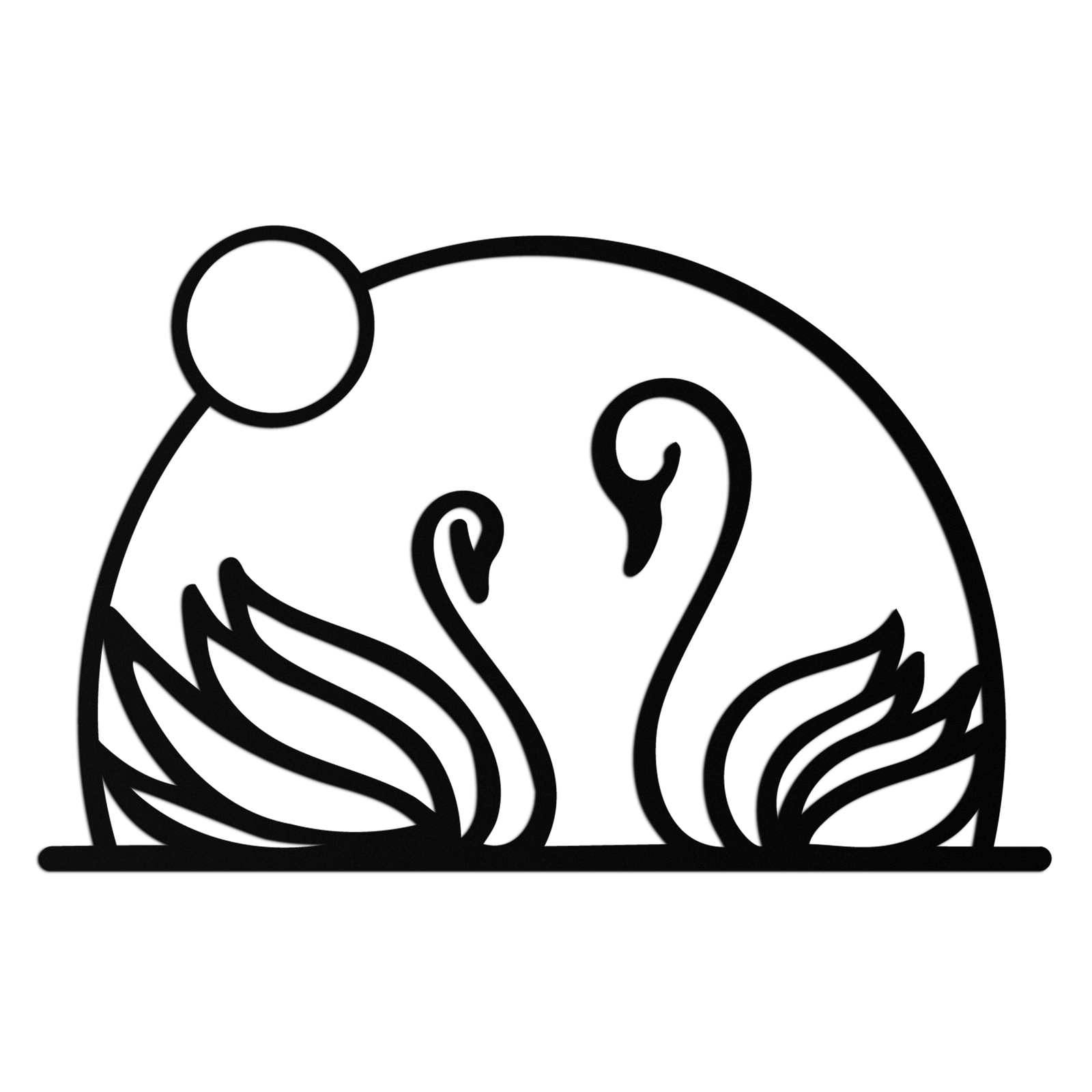 Elegant Swan Couple Silhouette Metal Wall Art – Romantic Bird Design for Home Decor- KAF634