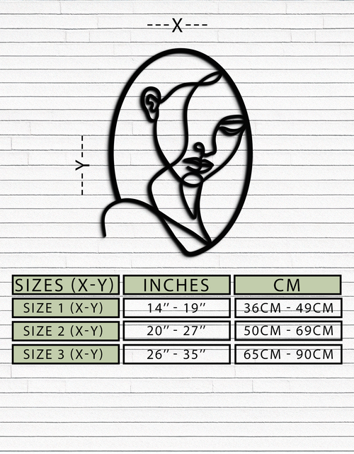 Load image into Gallery viewer, Abstract Woman Face Line Art – Minimalist Metal Wall Decor in Oval Frame- KAF635
