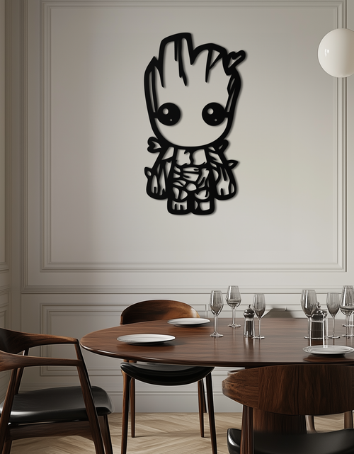 Load image into Gallery viewer, Baby Groot Silhouette Metal Wall Art – Cute Comic Character Metal Decor for Kids and Fans- KAF636
