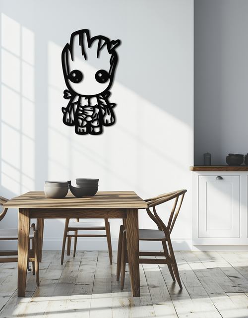 Load image into Gallery viewer, Baby Groot Silhouette Metal Wall Art – Cute Comic Character Metal Decor for Kids and Fans- KAF636
