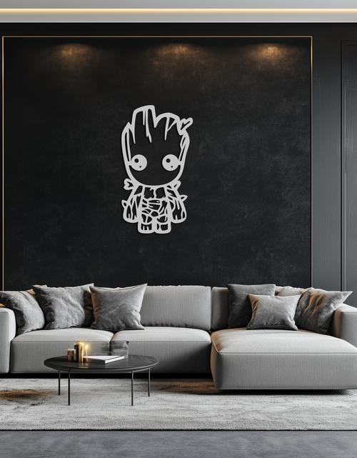 Load image into Gallery viewer, Baby Groot Silhouette Metal Wall Art – Cute Comic Character Metal Decor for Kids and Fans- KAF636
