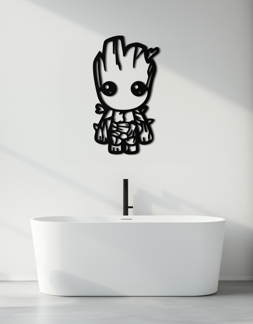 Load image into Gallery viewer, Baby Groot Silhouette Metal Wall Art – Cute Comic Character Metal Decor for Kids and Fans- KAF636
